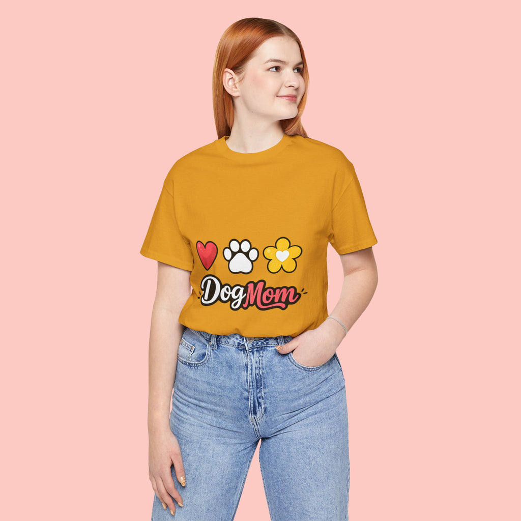 Dog Mom T-Shirt – Heart, Paw & Flower Graphic Tee