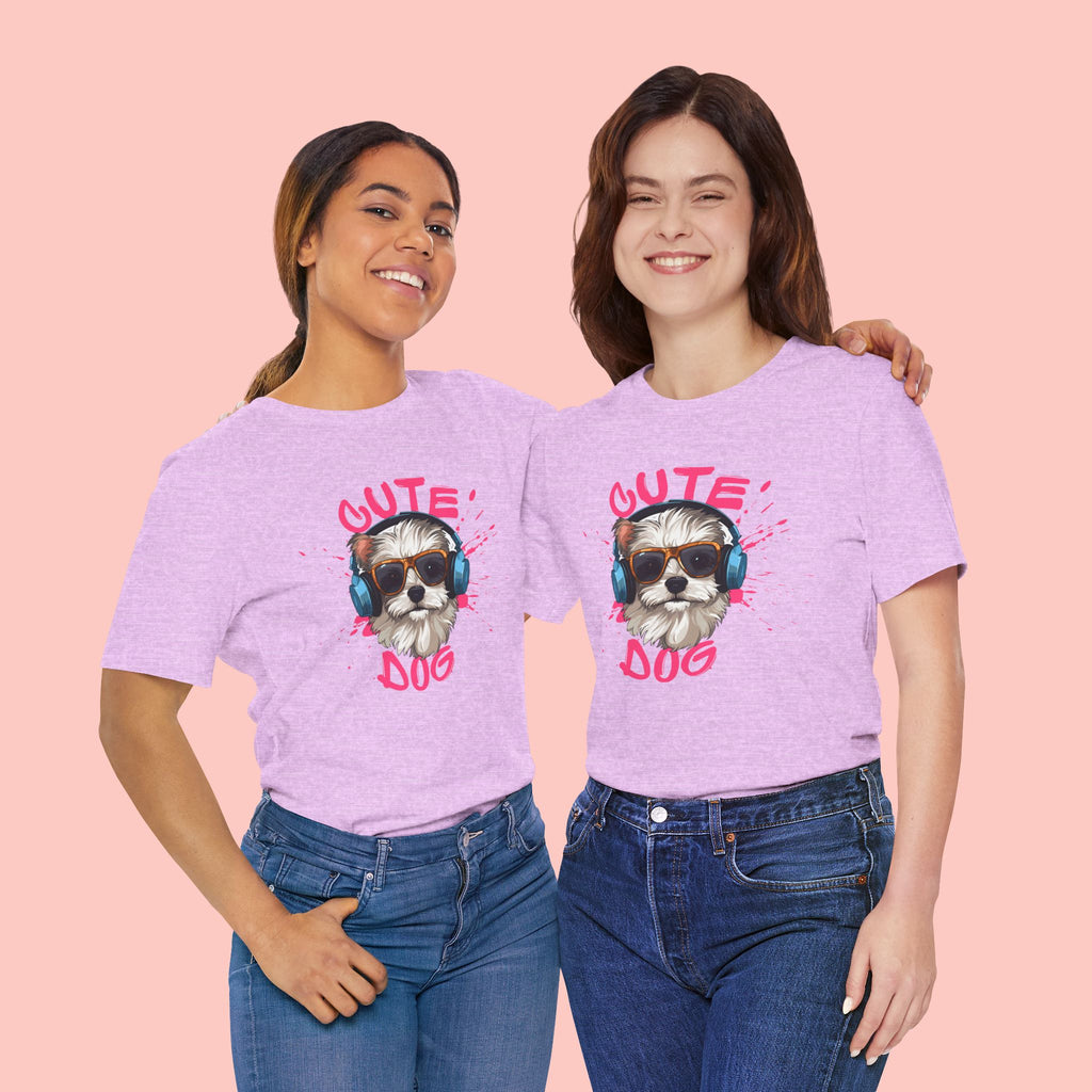 Cute Dog Tee — Headphones Puppy Graphic T-Shirt