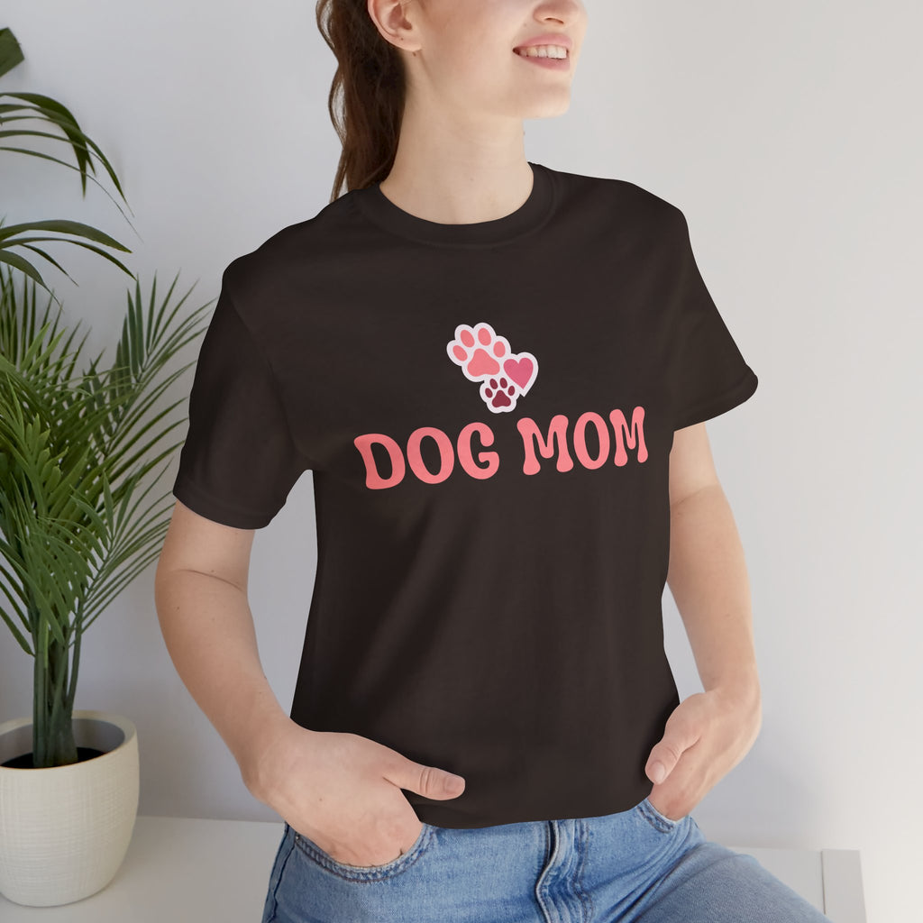 Dog Mom T-Shirt — Pink Paw Graphic Tee for Dog Lovers