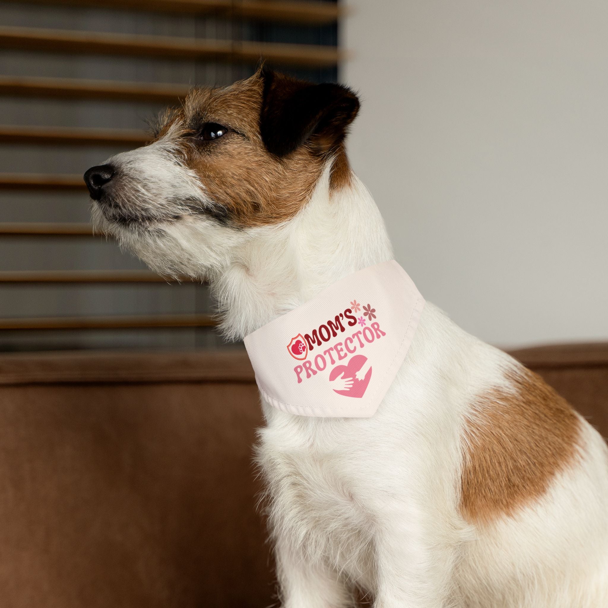 Mom's Protector Pet Bandana Collar — Pink Heart Dog Bandana for Moms