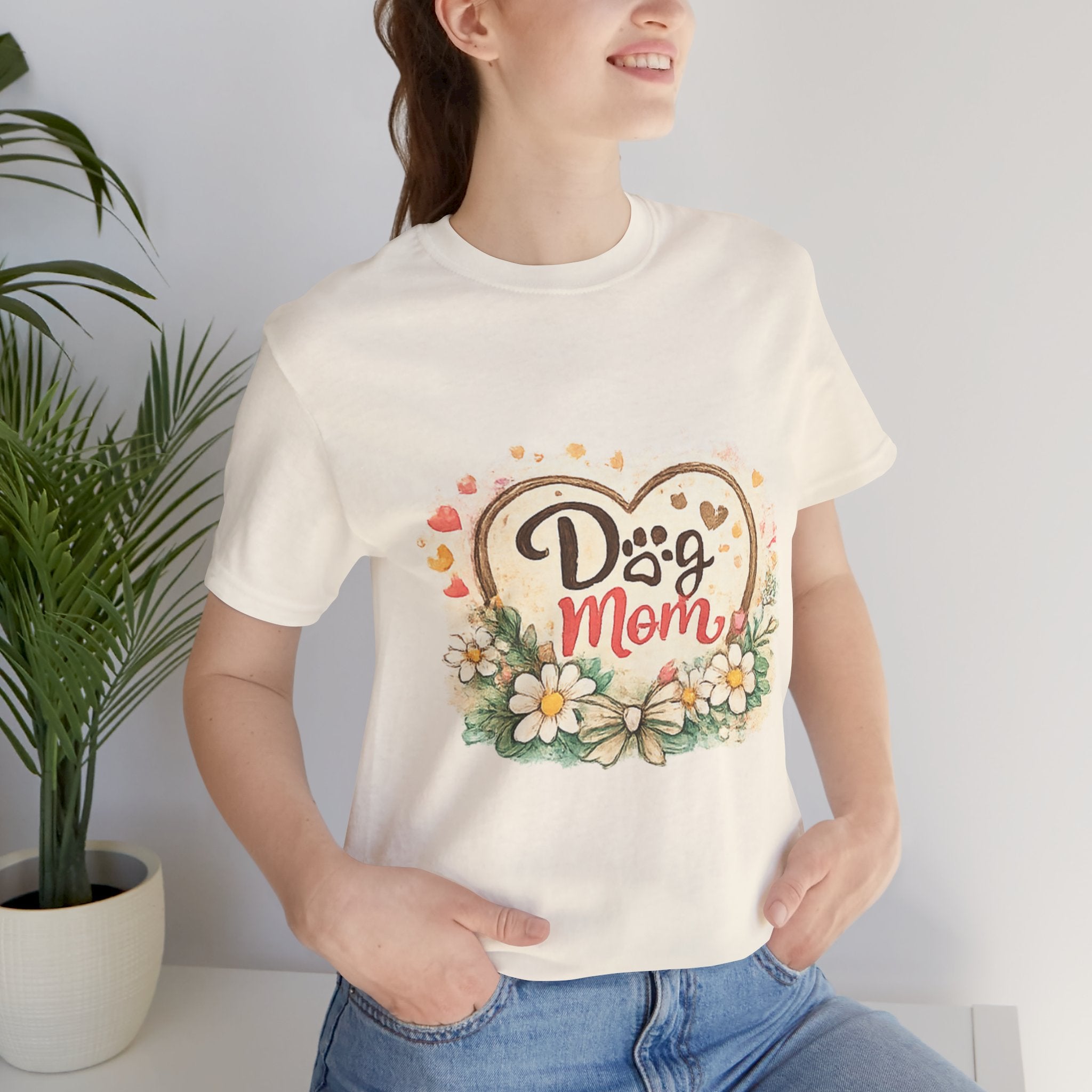 Dog Mom T-Shirt – Floral Heart Paw Design