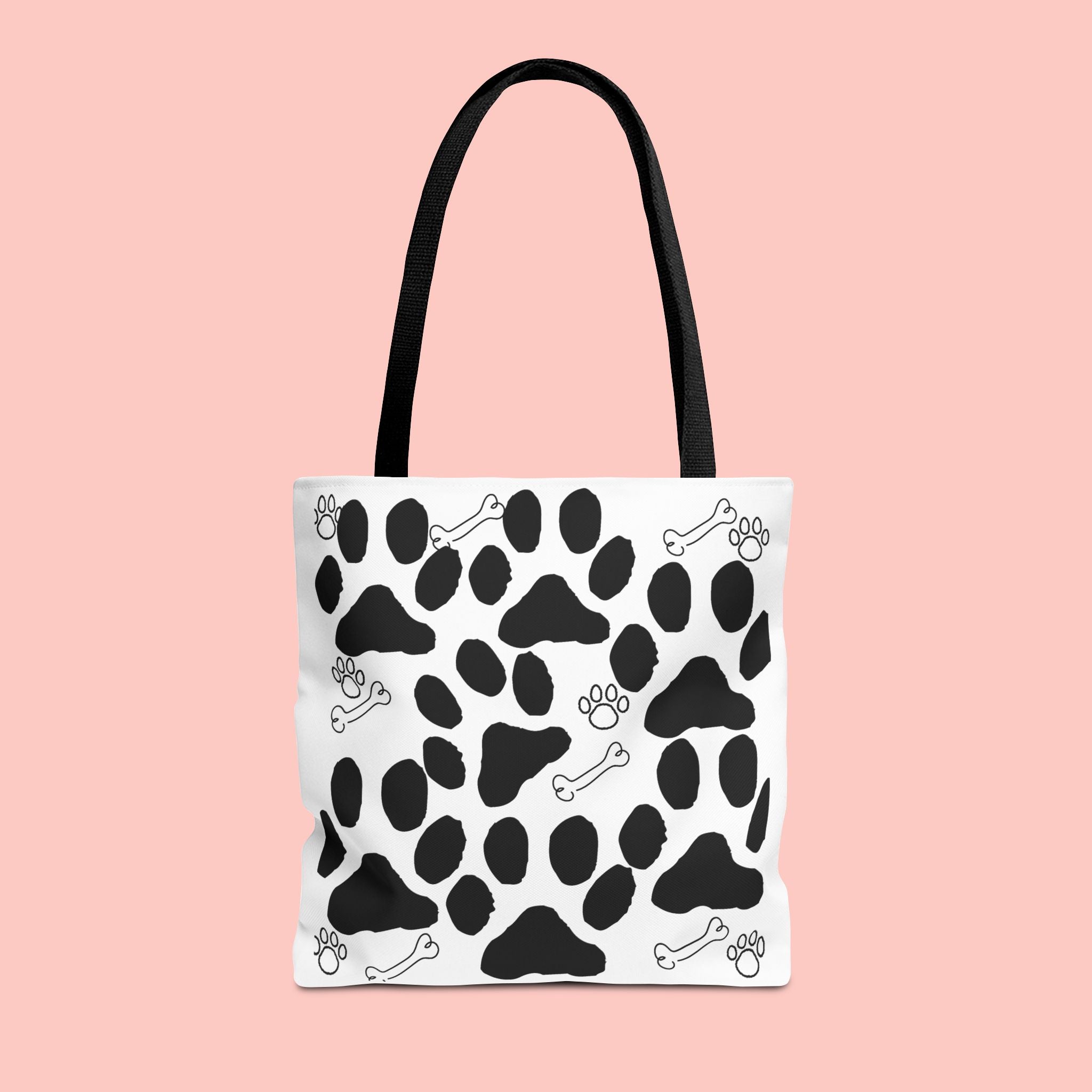 Dalmatian Paw Print Tote Bag — Dog Bones & Paw Pattern AOP Tote
