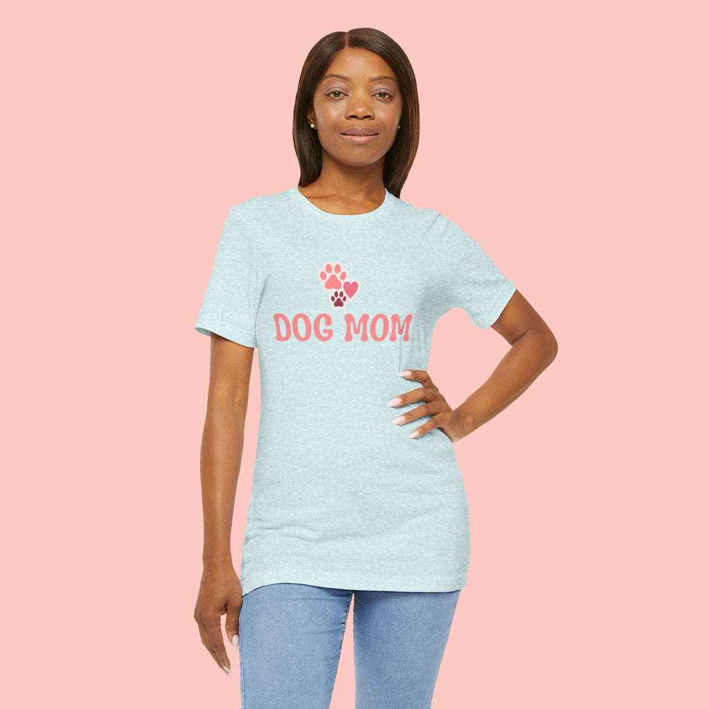 Dog Mom T-Shirt — Pink Paw Graphic Tee for Dog Lovers