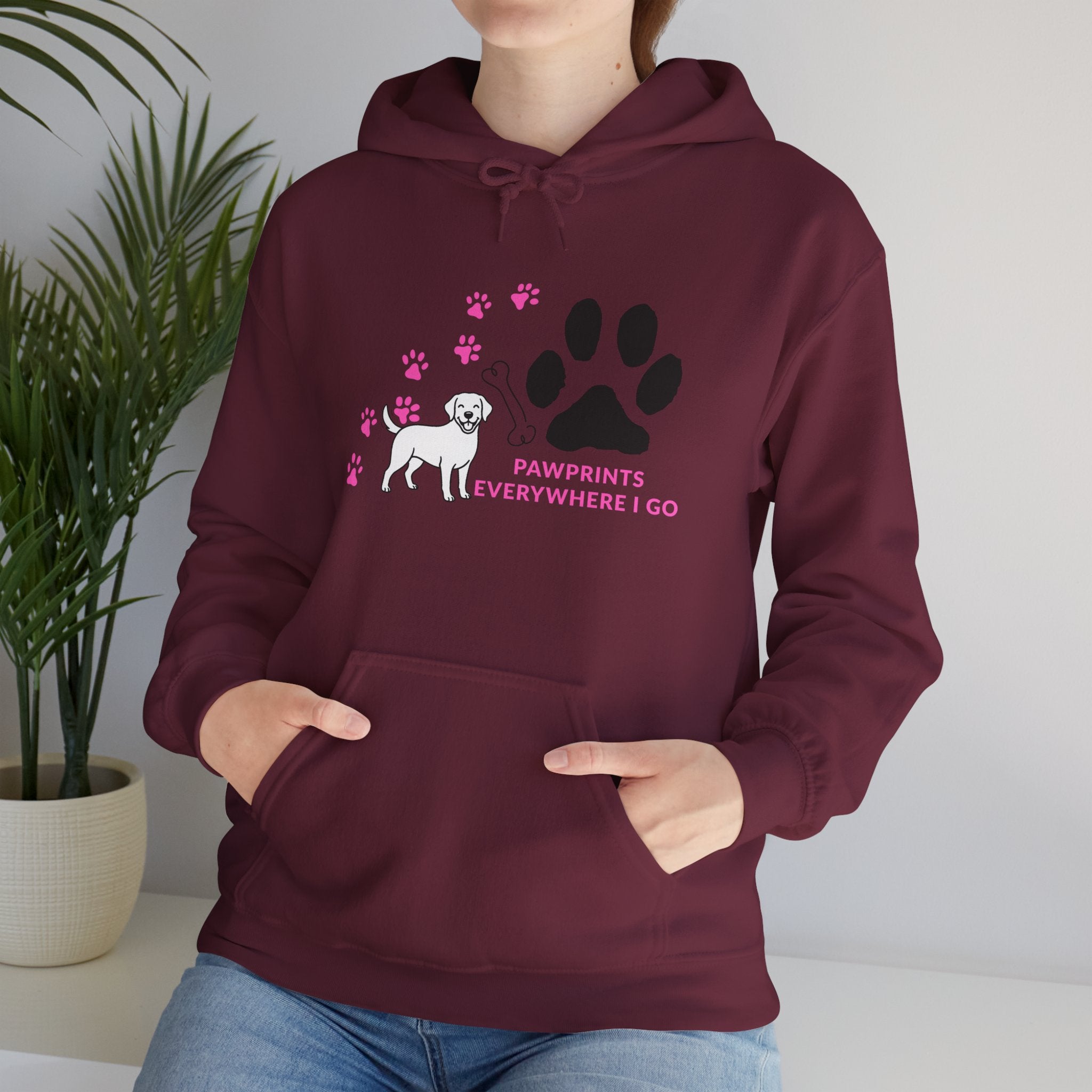 Dog Lover Hoodie — "Pawprints Wherever I Go" Pullover