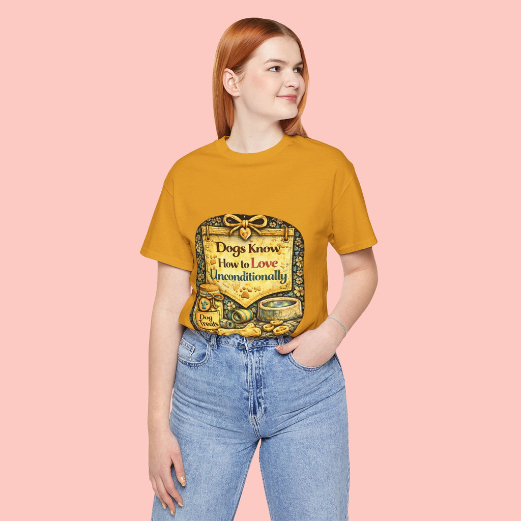 Dog Lovers T‑Shirt – "Dogs Know How to Love Unconditionally" Vintage Design