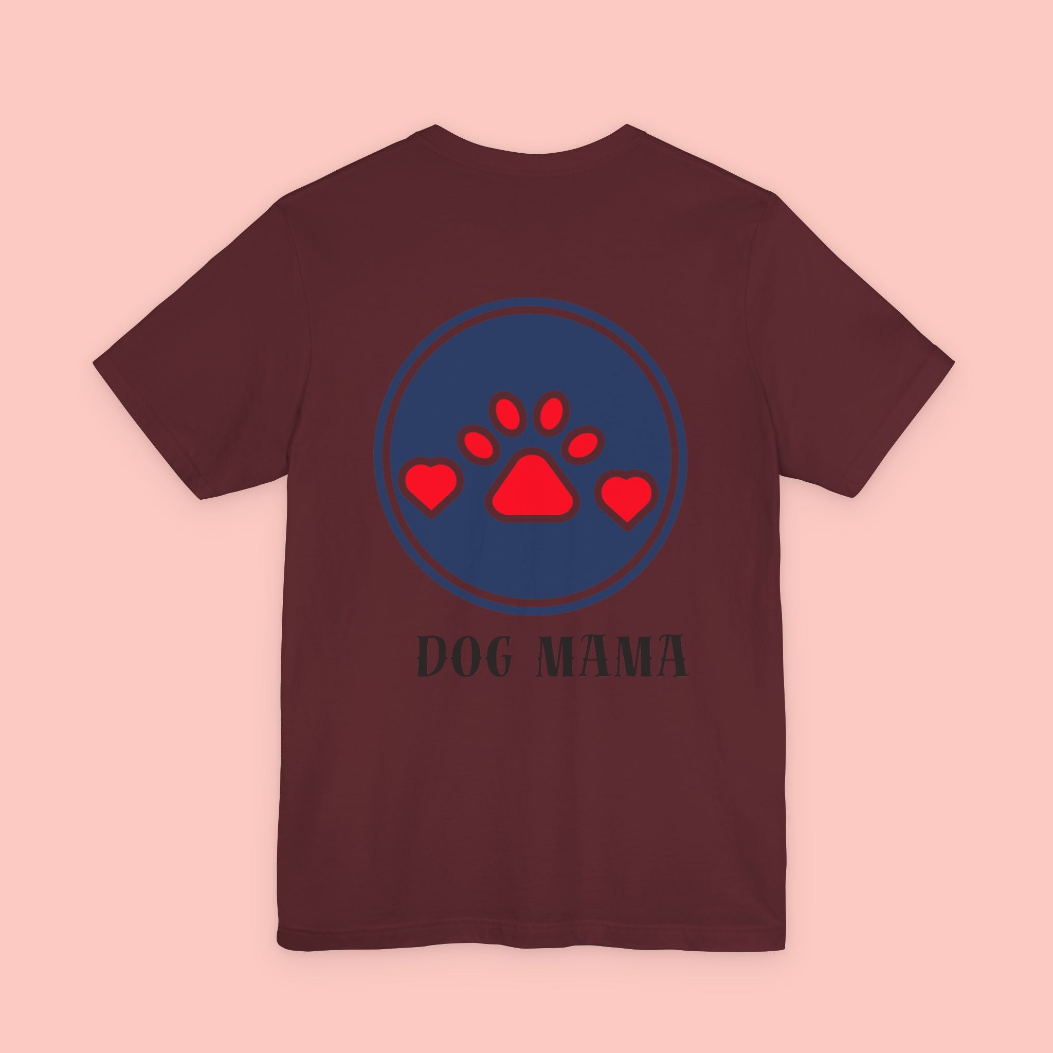 Dog Mama Tee - Paw Print Heart Graphic Short Sleeve Shirt