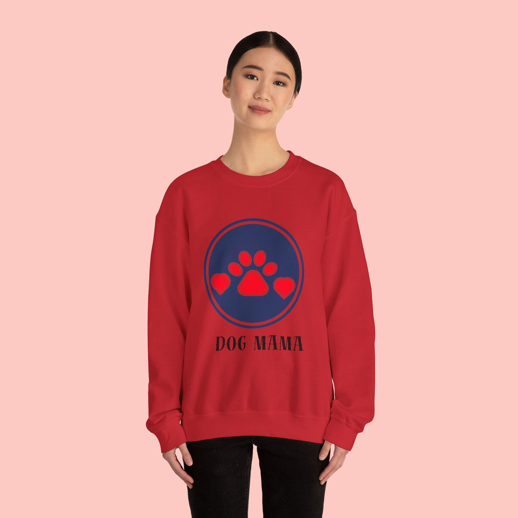 Dog Mama Crewneck Sweatshirt — Paw Print Heart Graphic