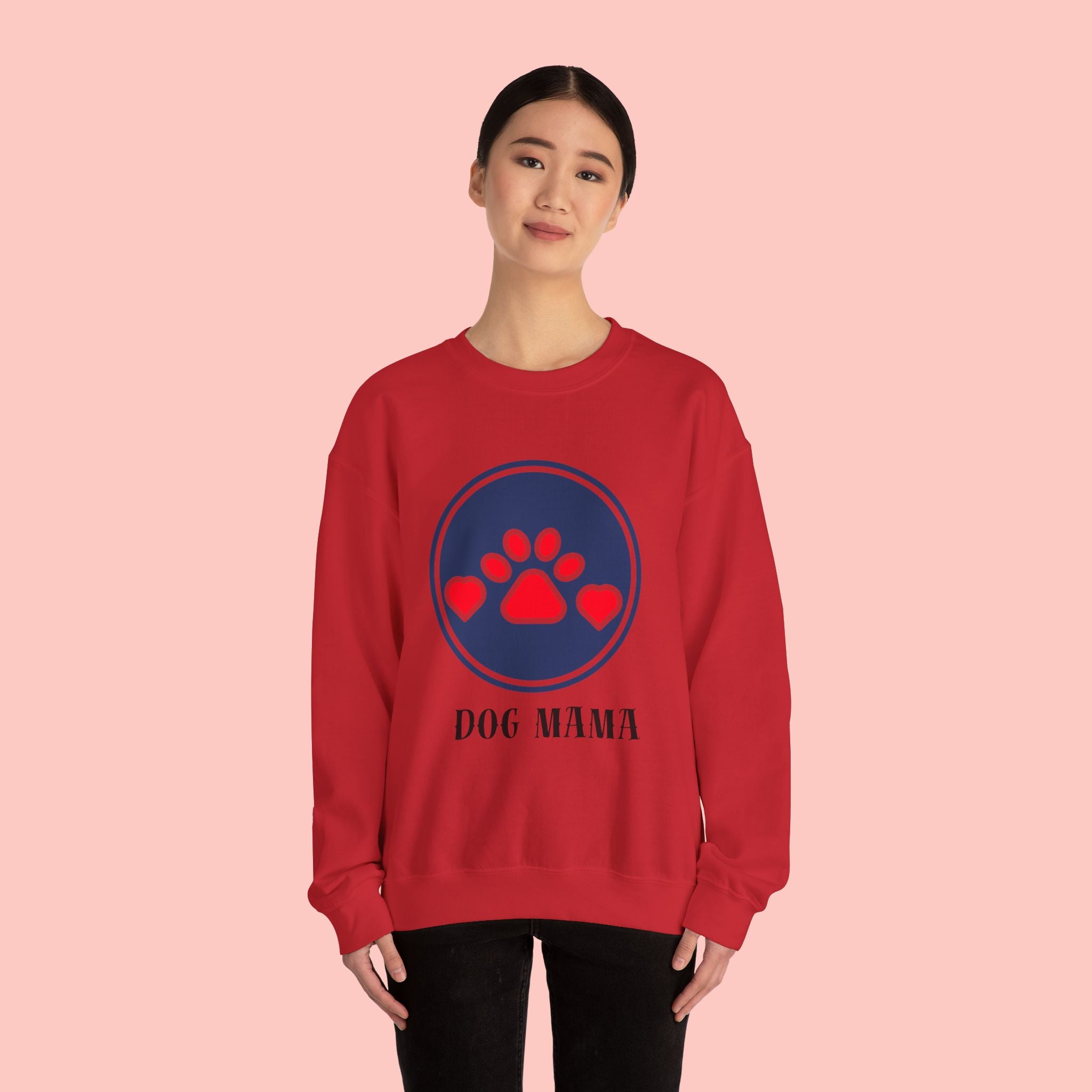 Dog Mama Crewneck Sweatshirt — Paw Print Heart Graphic