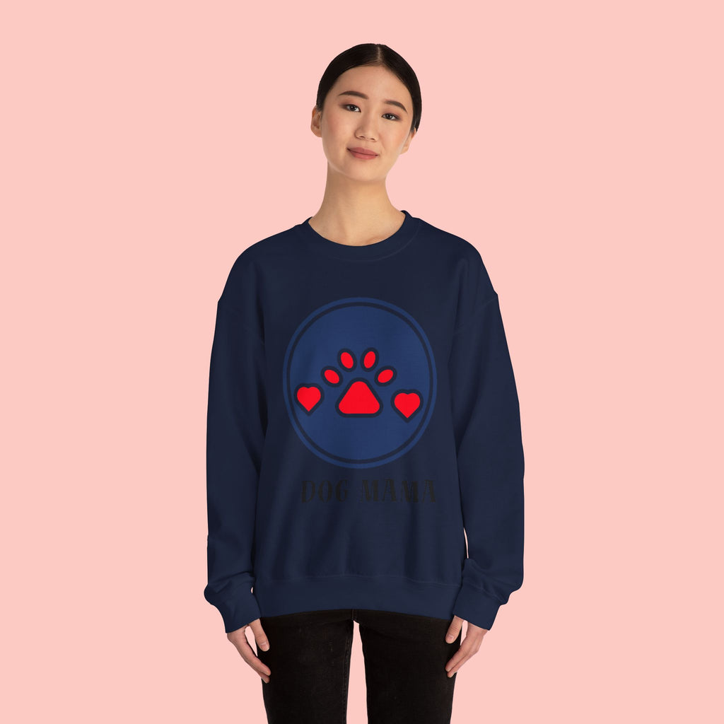Dog Mama Crewneck Sweatshirt — Cute Paw Print Graphic for Dog Lovers