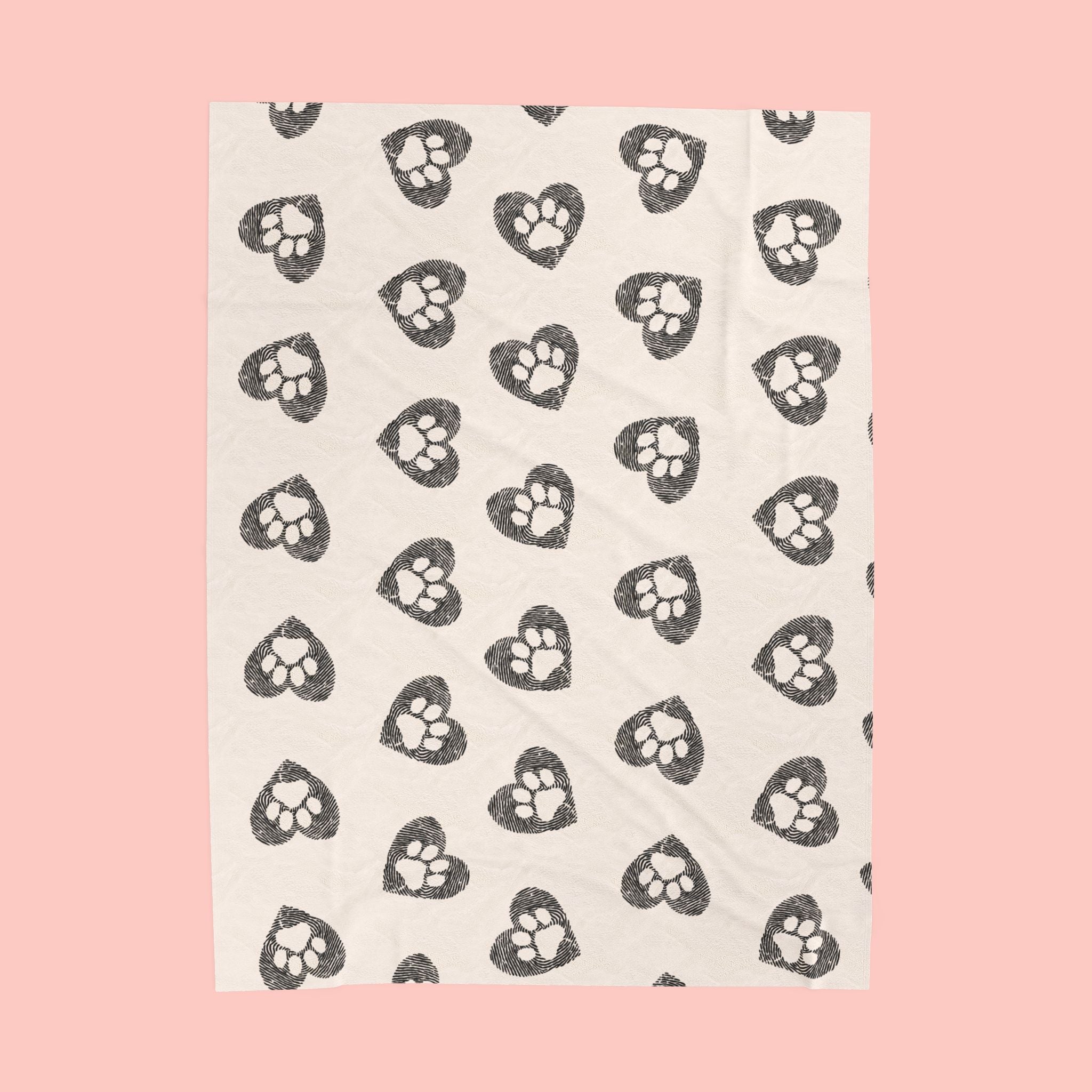 Paw Heart Velveteen Plush Blanket — Soft Cozy Pet Lover Throw