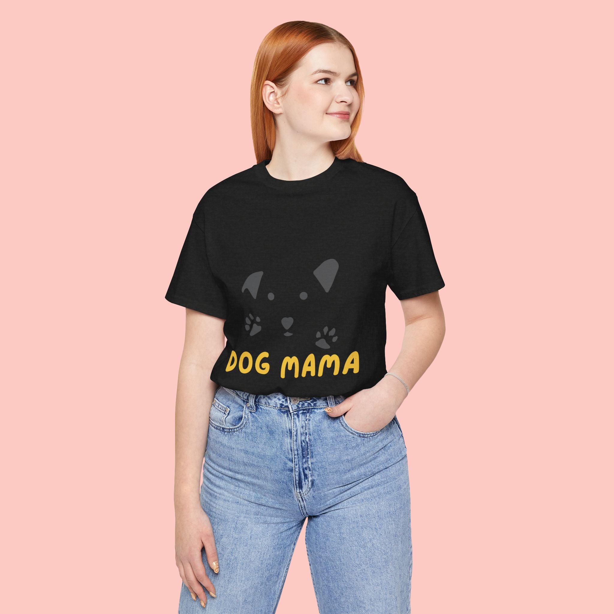 Dog Mama Graphic Tee — Cute Paw Print Dog Face T-Shirt for Dog Lovers