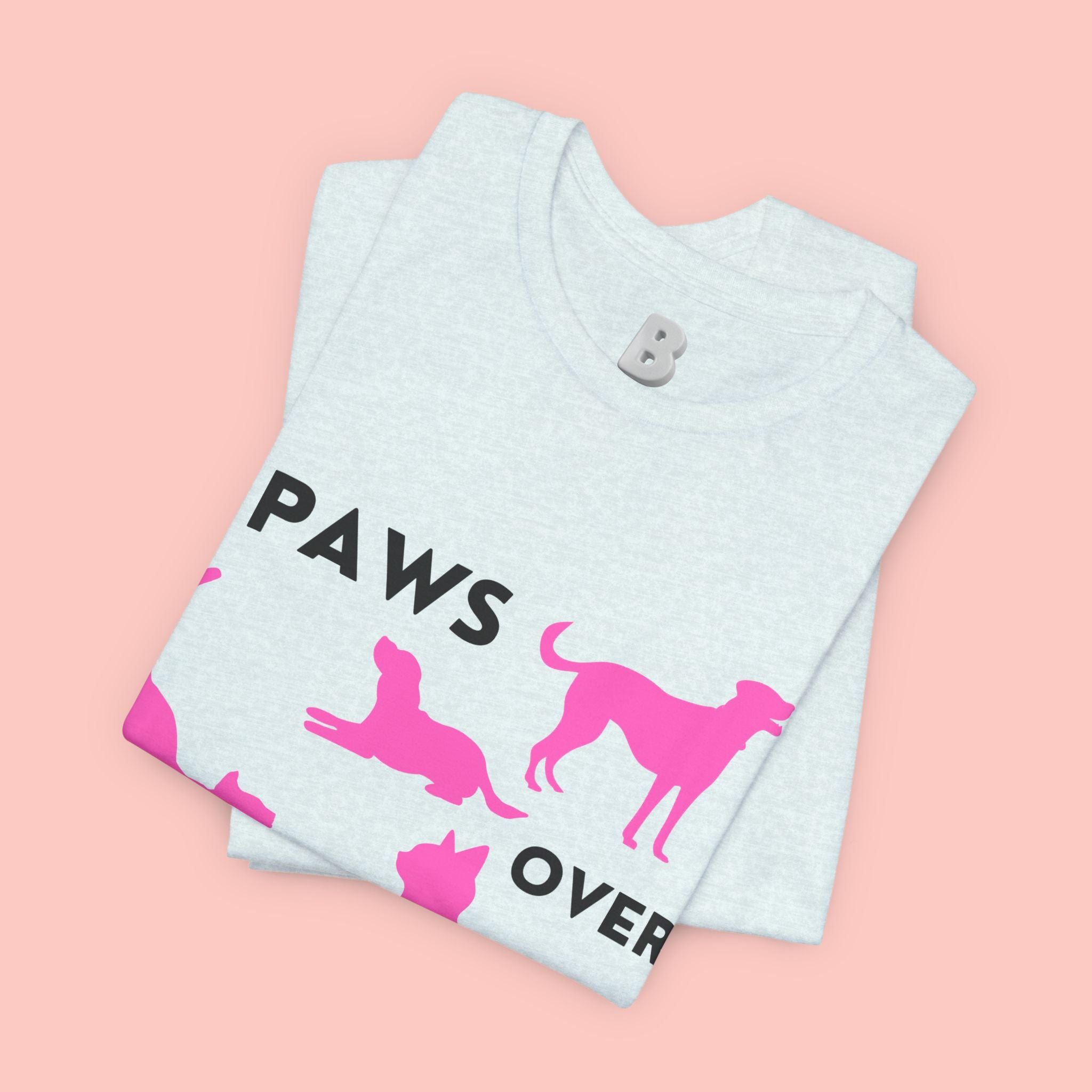 Paws Over People Tee — Pink Cats & Dogs Graphic T-Shirt