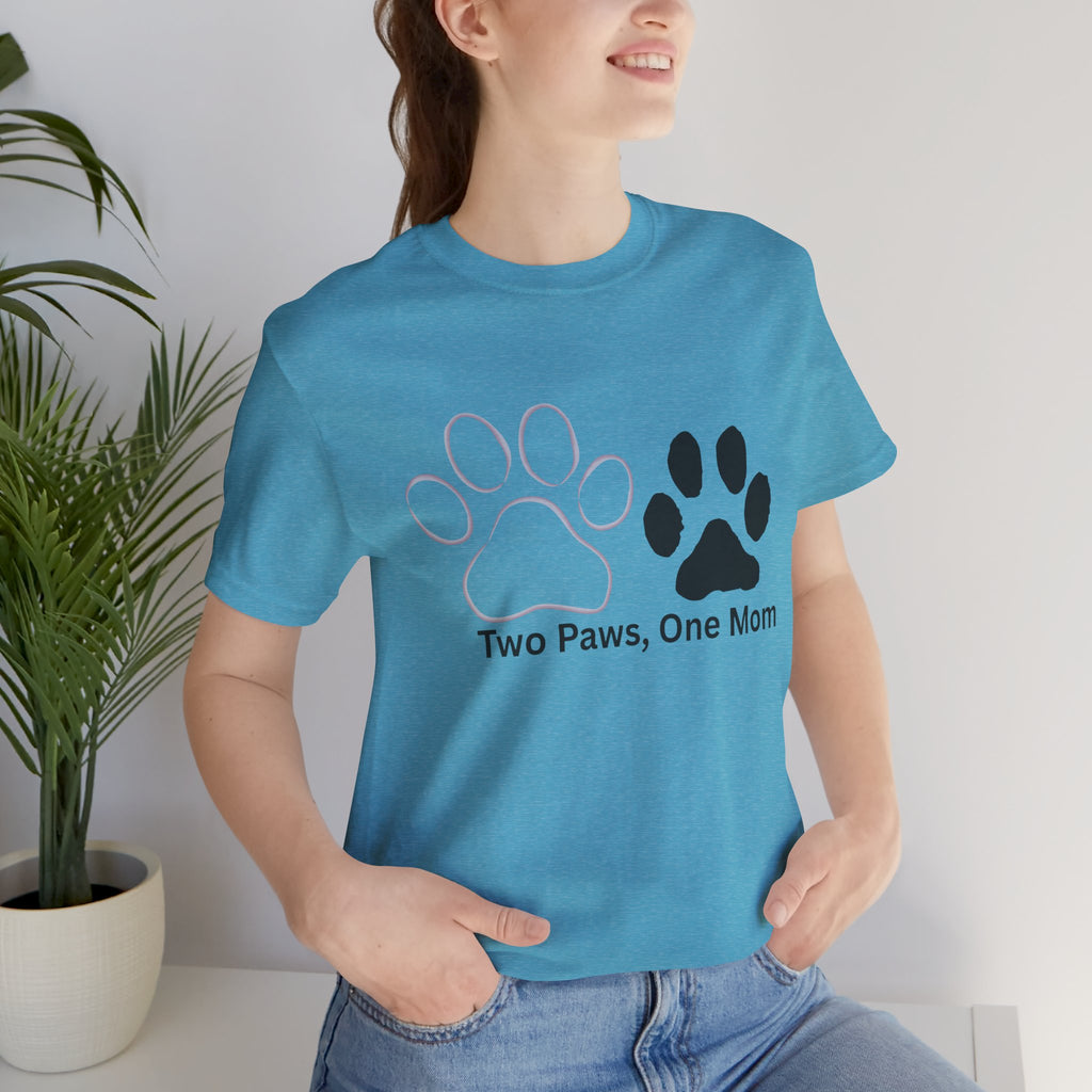 Two Paws, One Mom T-Shirt – Cute Dog Mom Paw Print Tee