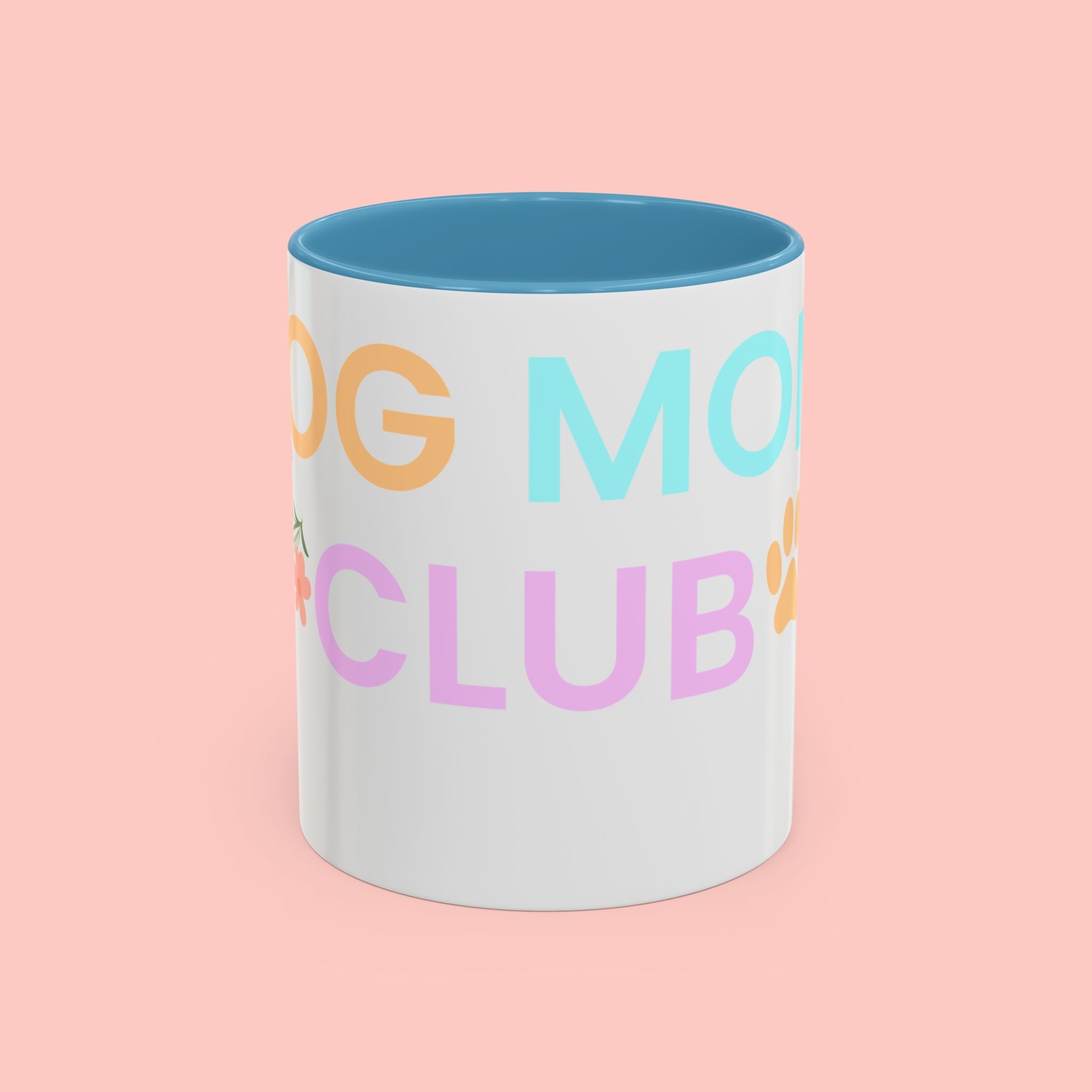 Dog Mom Club Accent Coffee Mug – Colorful Paw Print 11/15oz