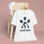 Dog Mom T‑Shirt — Paw Print with Dog & Puppy Graphic