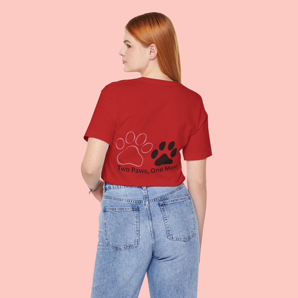 T-Shirt — “Two Paws, One Mom” Paw Print Mom Tee