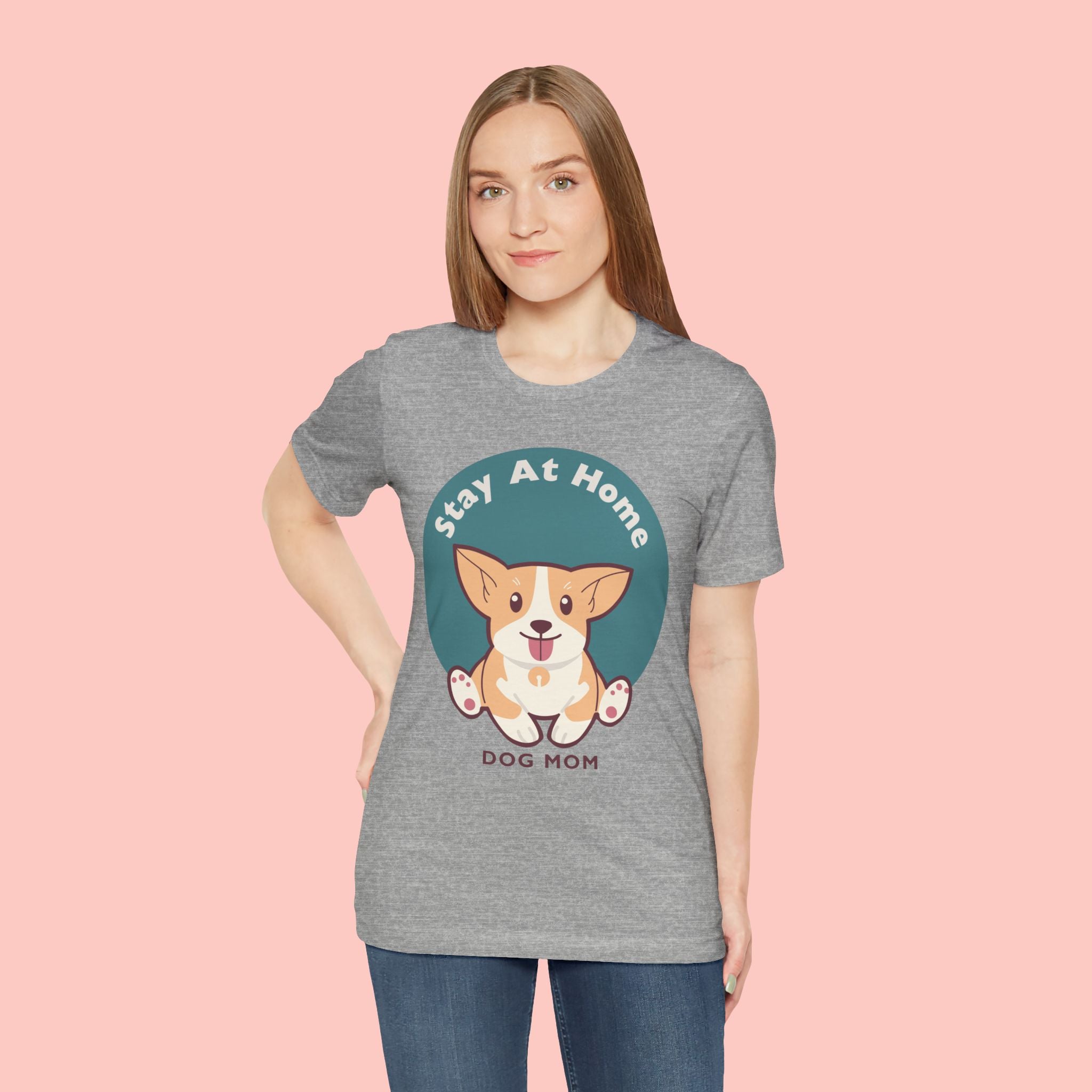 Stay At Home Dog Mom T-Shirt — Cute Corgi Graphic Tee