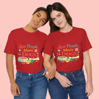 Less People More Dogs T-Shirt – Cute Dog Bowl & Bone Graphic Tee