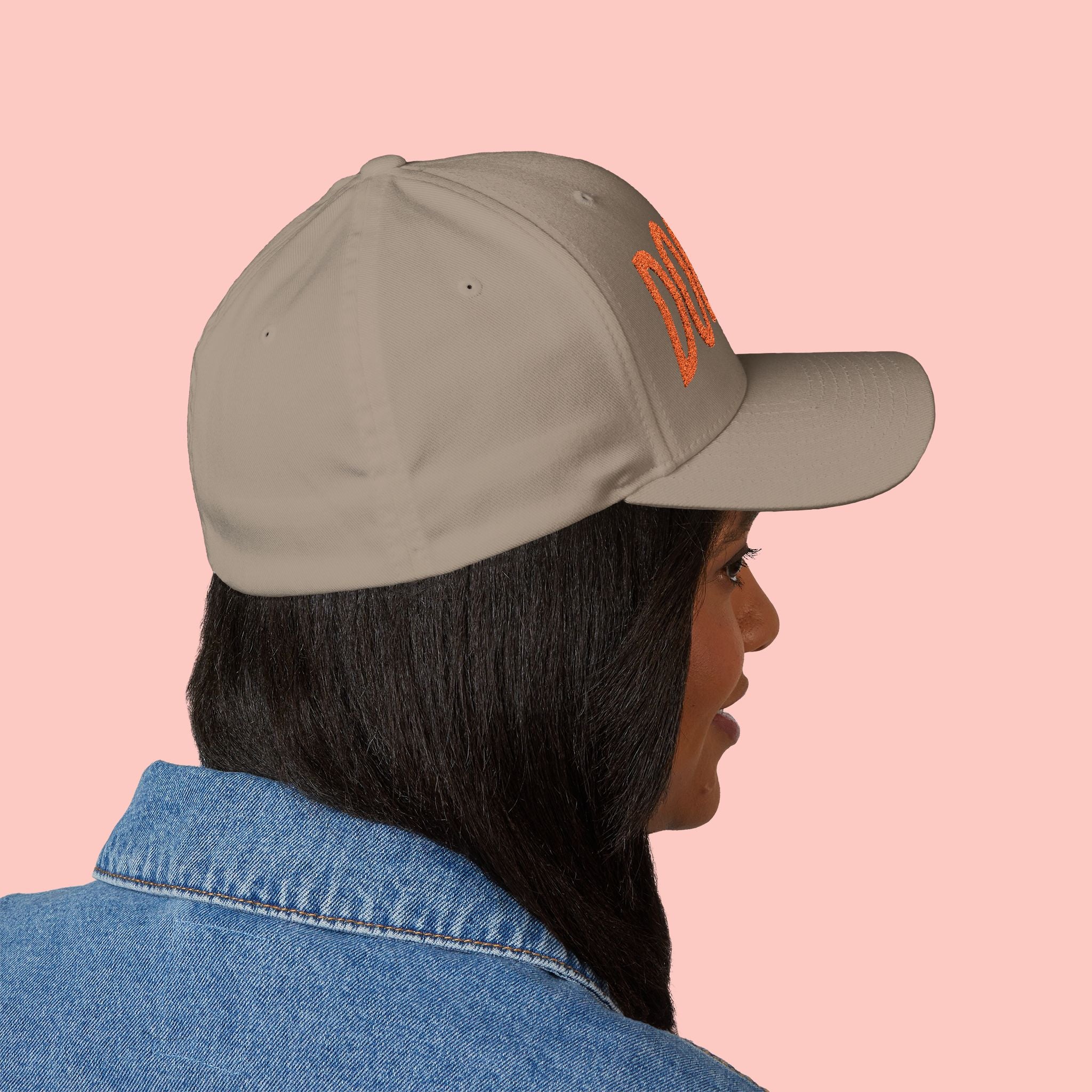 Dog Mom Embroidered Cap – White Structured Baseball Hat