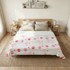 Pink Paw Print Cotton Comforter – Cute Pet-Themed Bedding for Kids & Dog Lovers