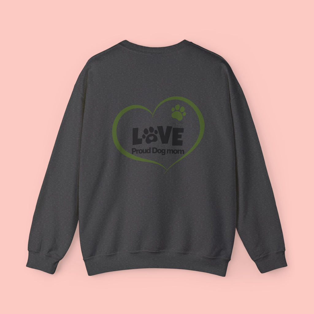 Dog Mom Sweatshirt – "LOVE" Paw Heart Crewneck