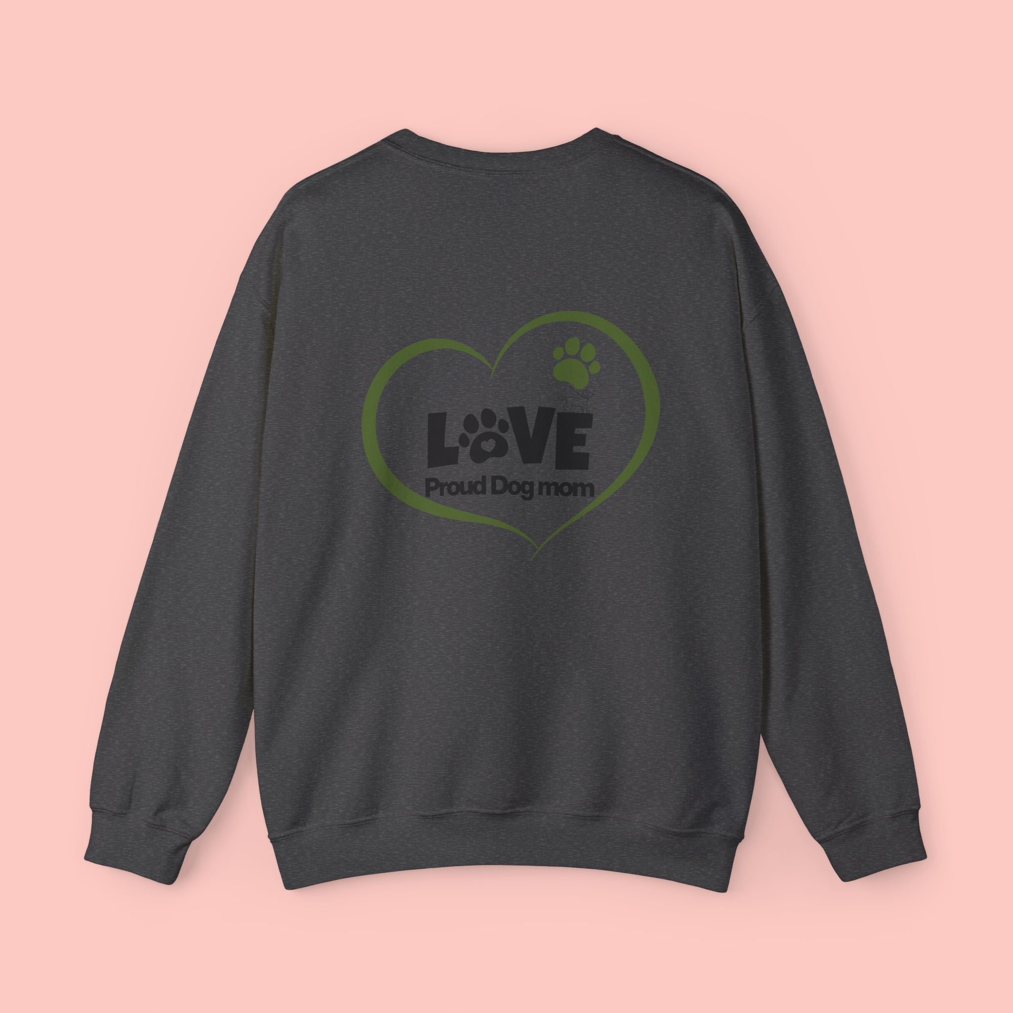 Dog Mom Sweatshirt – "LOVE" Paw Heart Crewneck