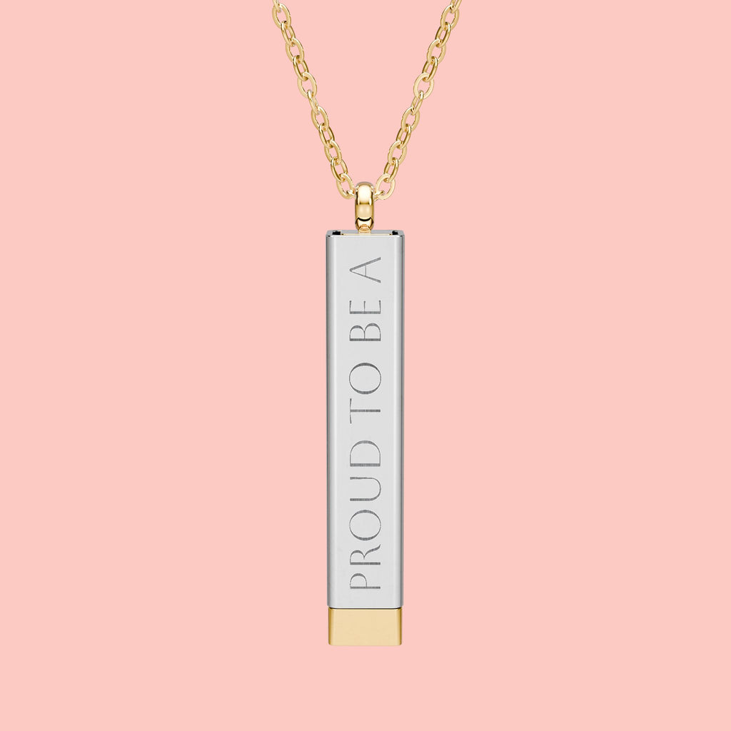Hidden Message Sliding Bar Necklace — Engravable Secret Message Pendant
