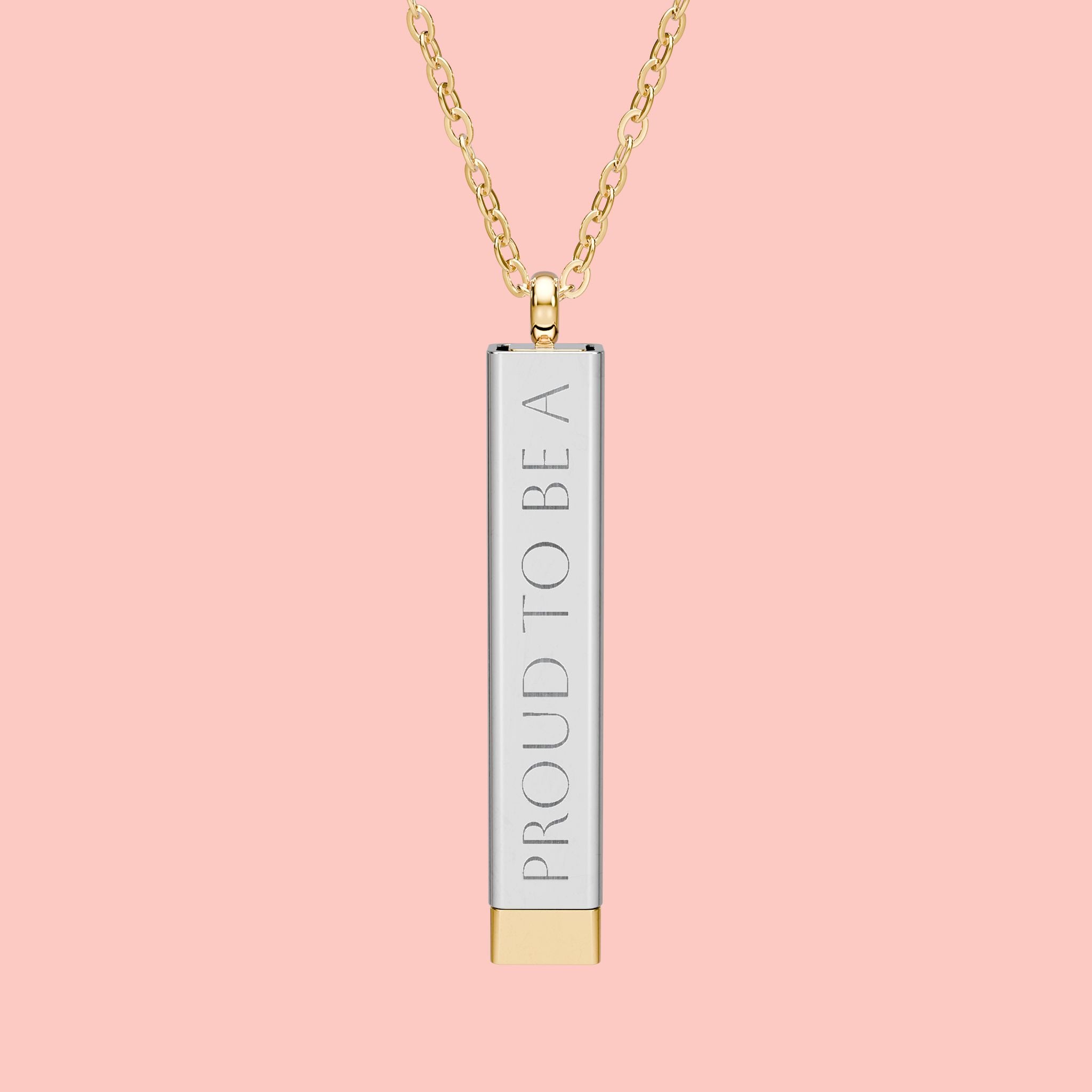 Hidden Message Sliding Bar Necklace — Engravable Secret Message Pendant