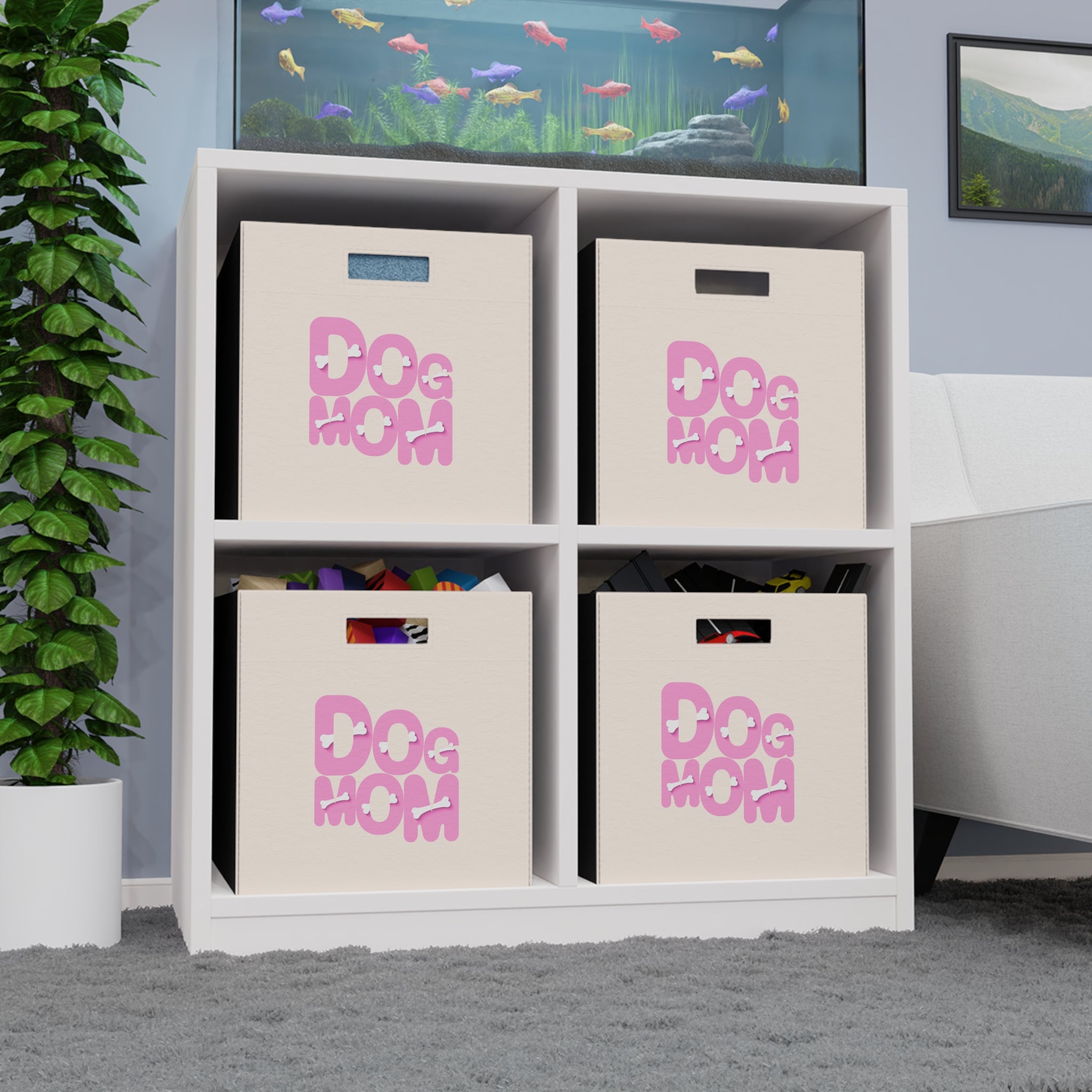 Storage Box — "Dog Mom" Felt Bin (Pet Toy & Accessory Organizer)