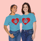 Pet Lover T-Shirt — Red Heart Paw Print Tee