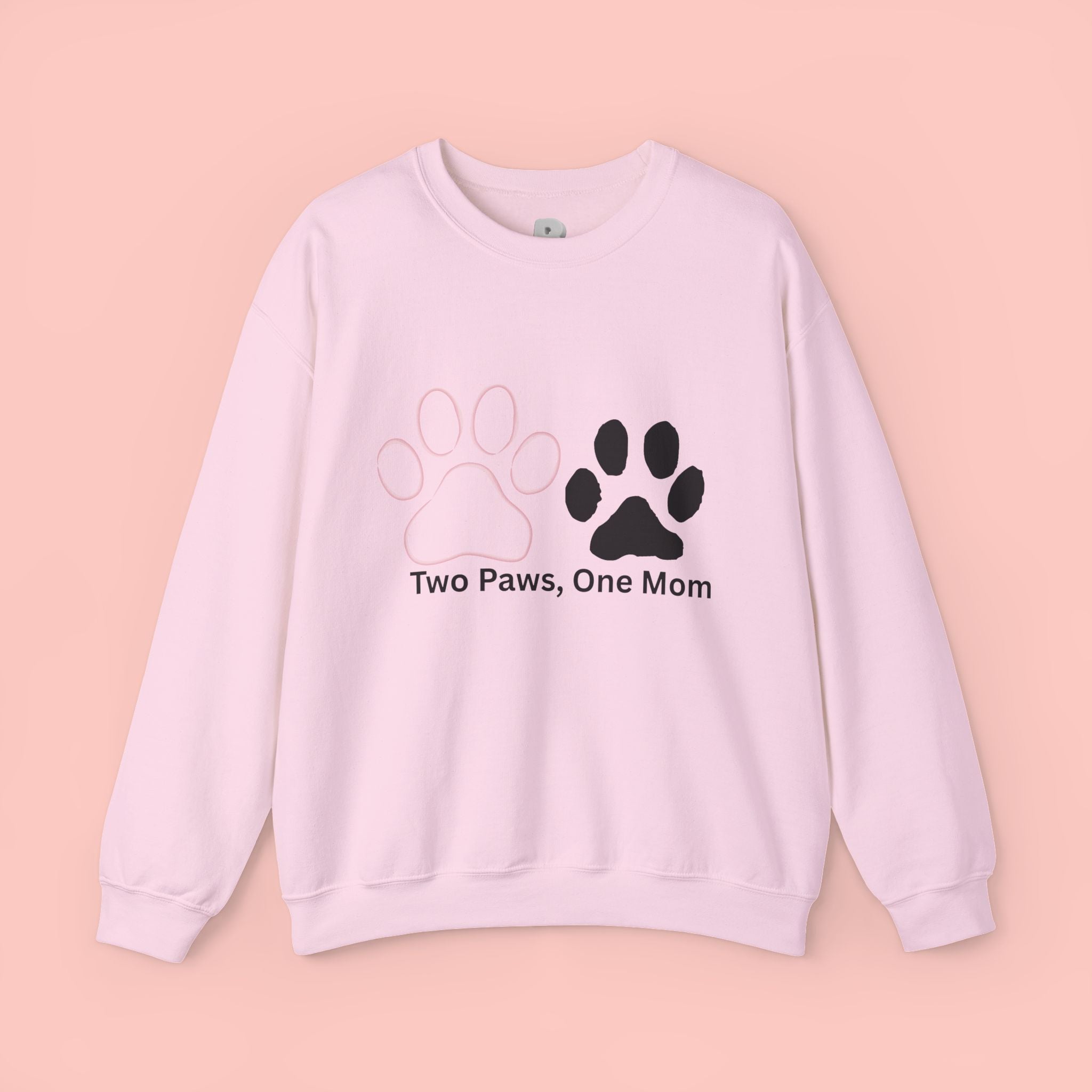 Crewneck Sweatshirt – "Two Paws, One Mom" Paw Print Mom Gift