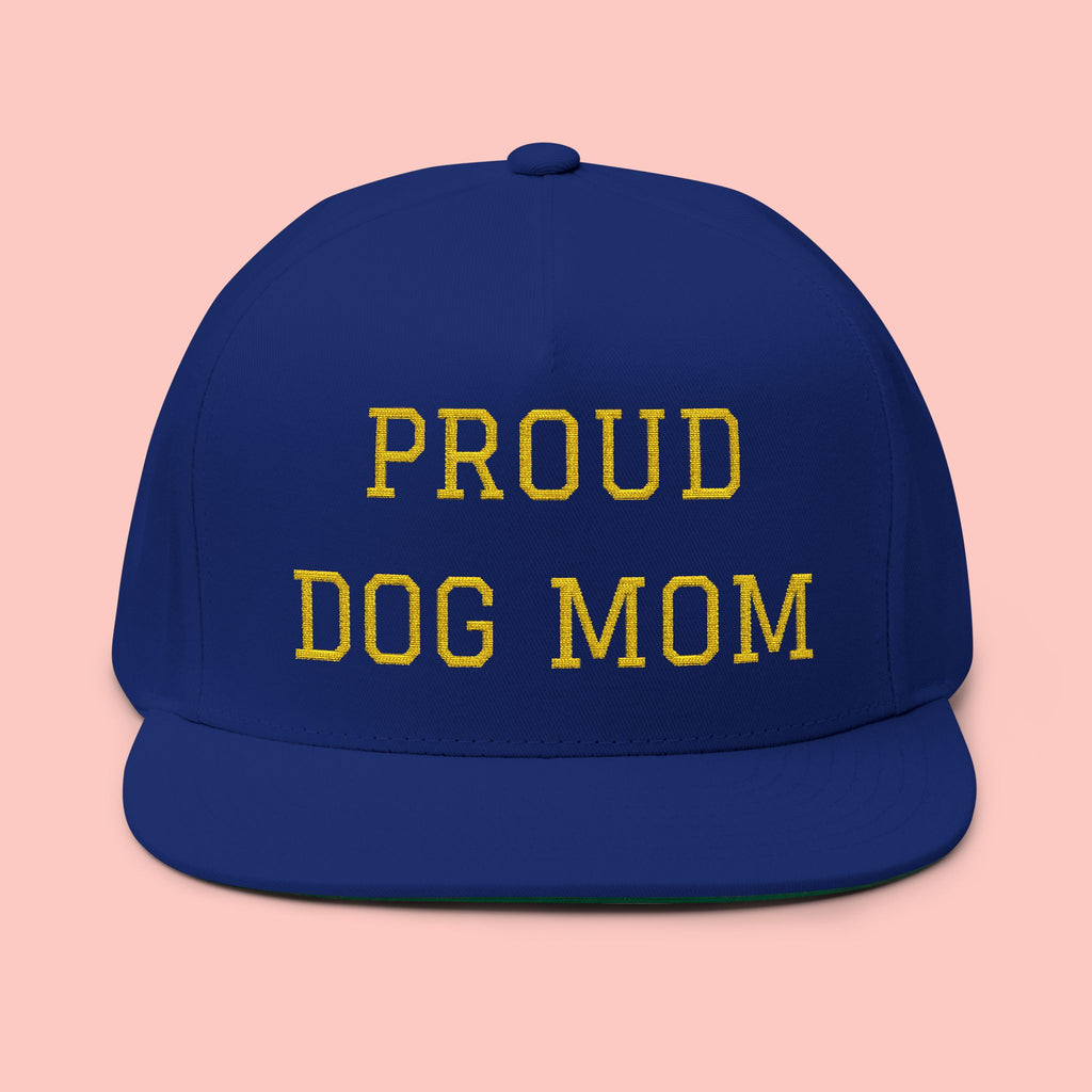 Flat Bill Cap — "Proud Dog Mom" Embroidered Trucker Hat
