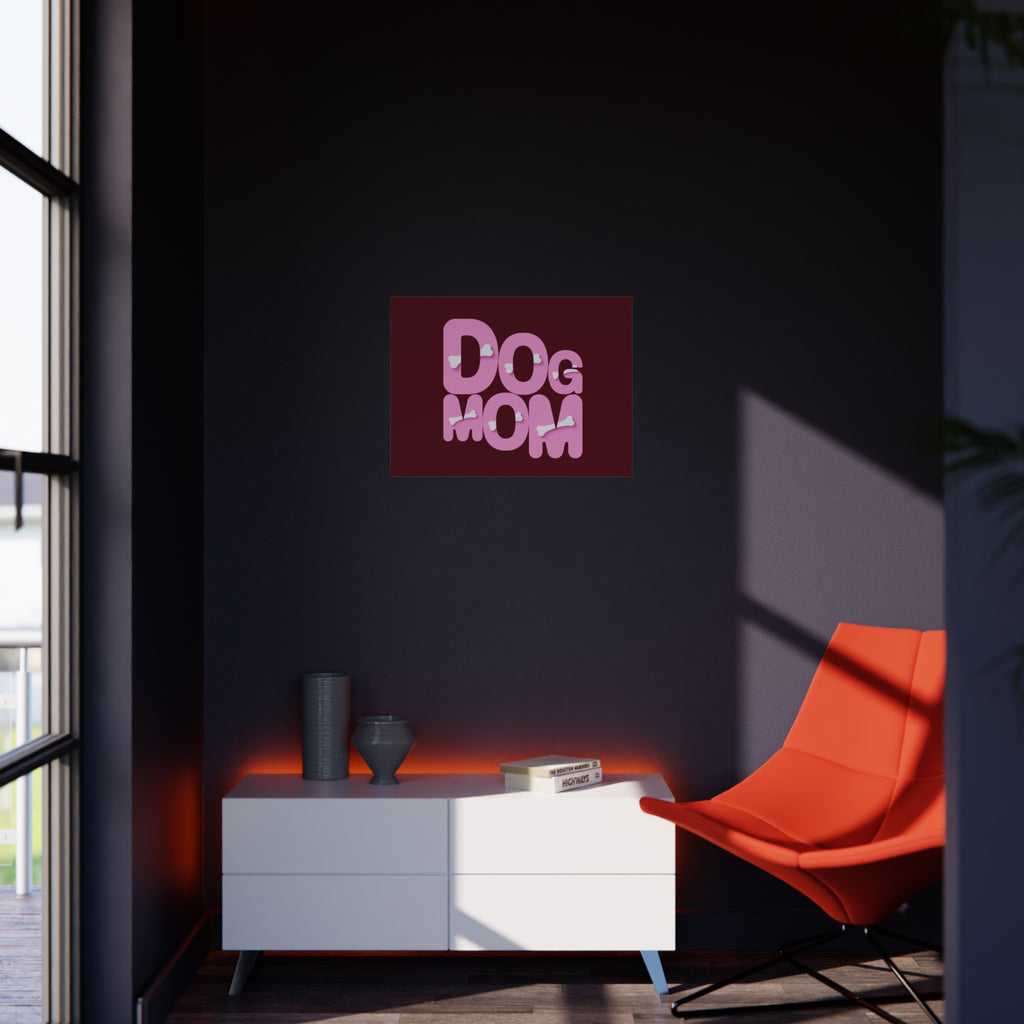 Dog Mom Foam Board Sign — Pink Bold Typography with Bone Accents