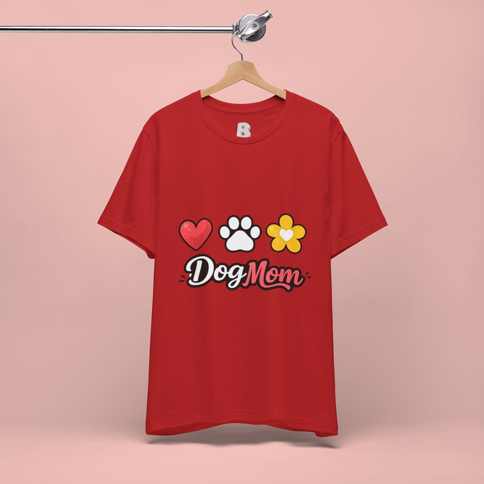 Dog Mom T-Shirt – Heart, Paw & Flower Graphic Tee