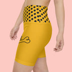 Women's Yellow Dog-Lover Workout Shorts — "All I Need Is My Dog" Fitness Biker Shorts