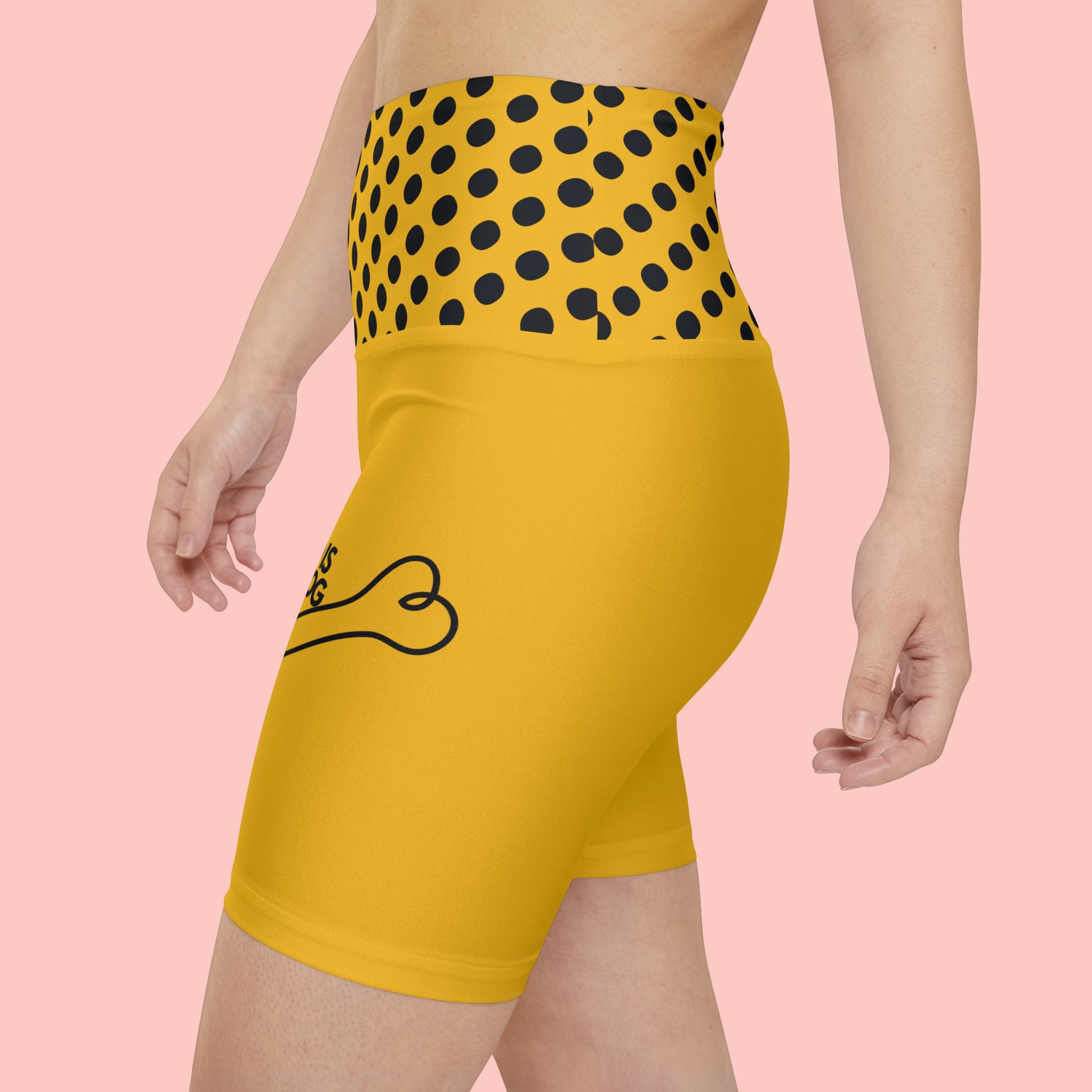 Women's Yellow Dog-Lover Workout Shorts — "All I Need Is My Dog" Fitness Biker Shorts
