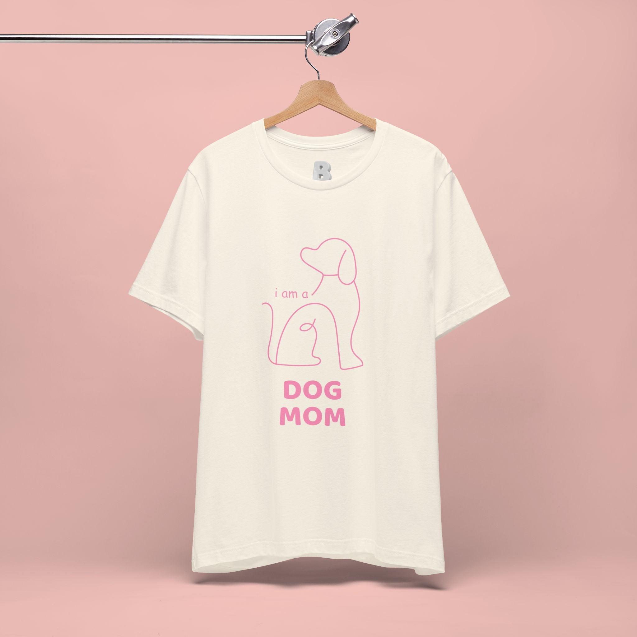 Dog Mom T‑Shirt – Minimal Pink Line Art Dog Tee
