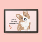 Framed Canvas Print — "First My Dog, Then Everything Else" Corgi Wall Art