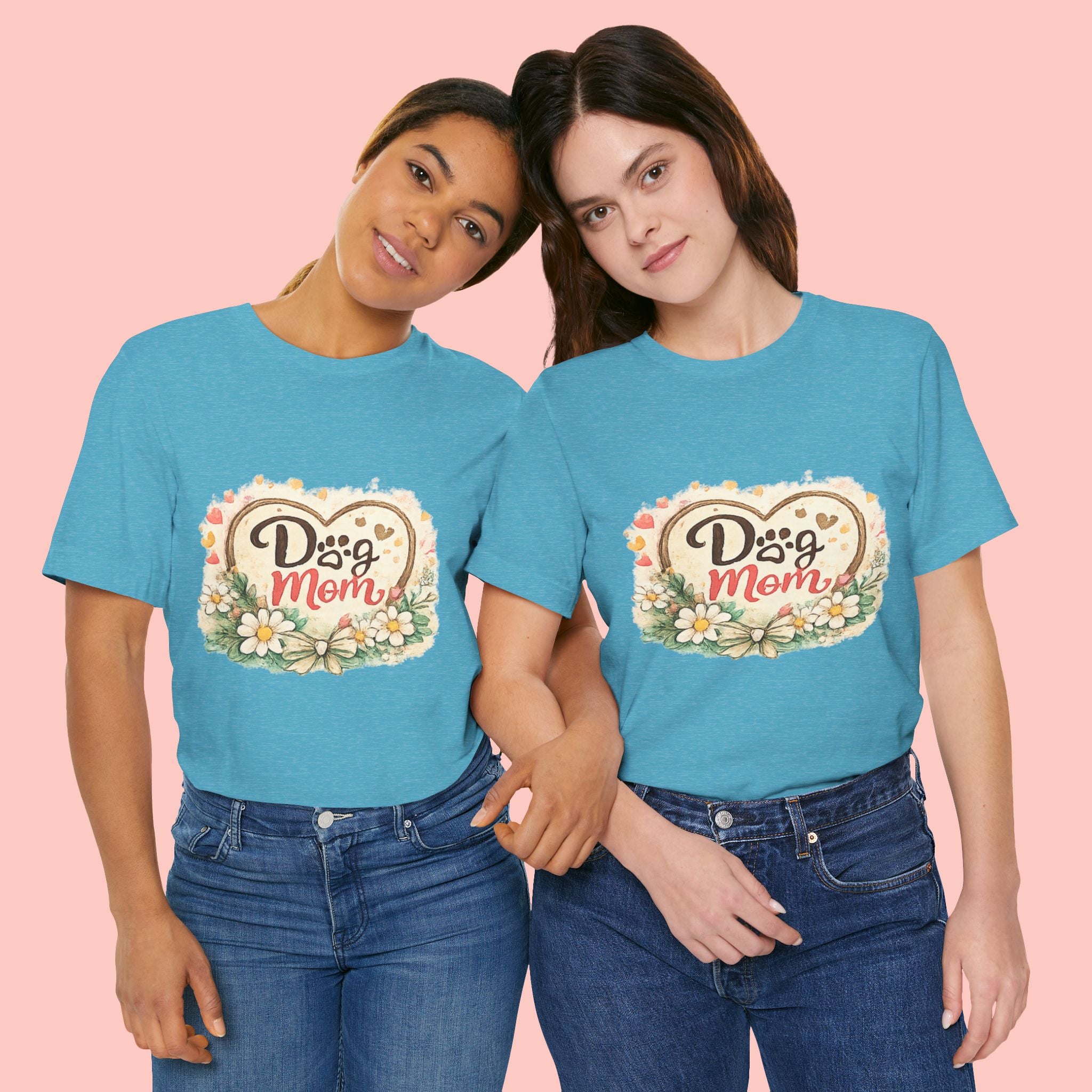 Dog Mom T-Shirt – Floral Heart Paw Design