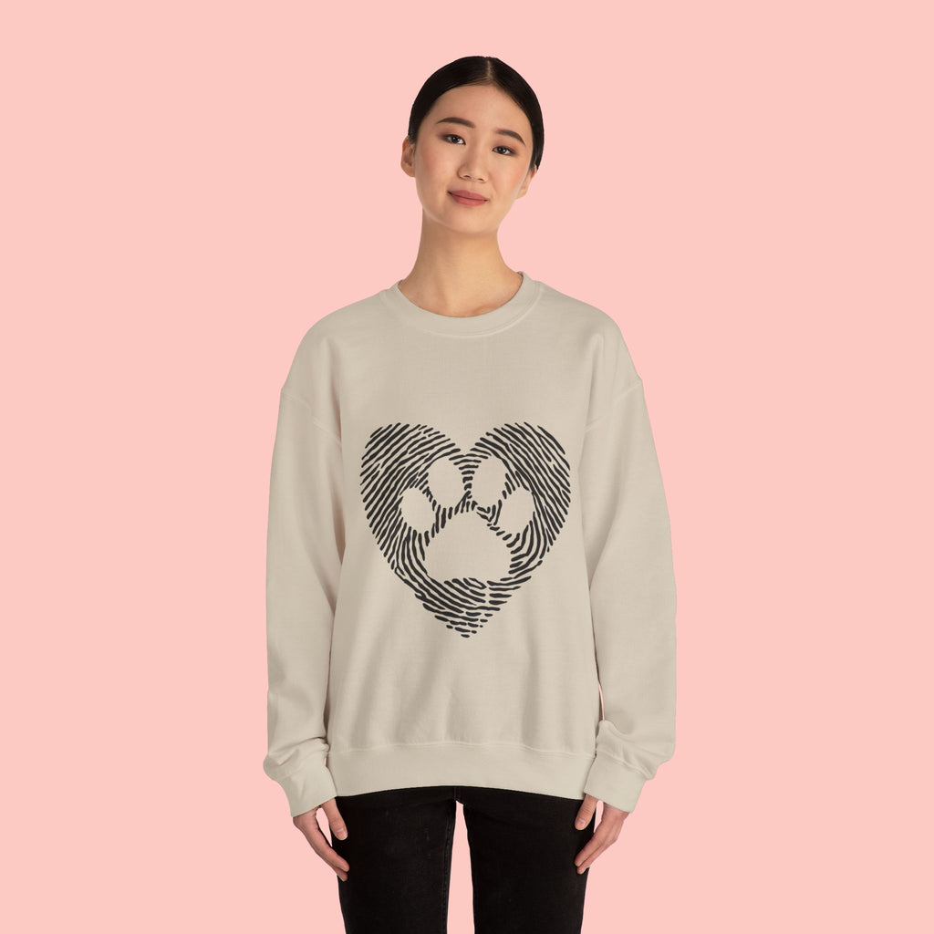 Fingerprint Heart Crewneck Sweatshirt — Panda Paw Love Graphic