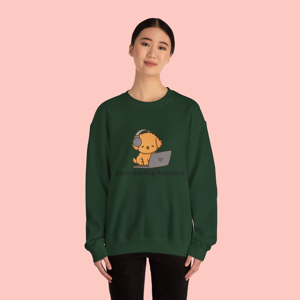 Crewneck Sweatshirt - Cute Puppy "Zoom Meeting Approved" Graphic