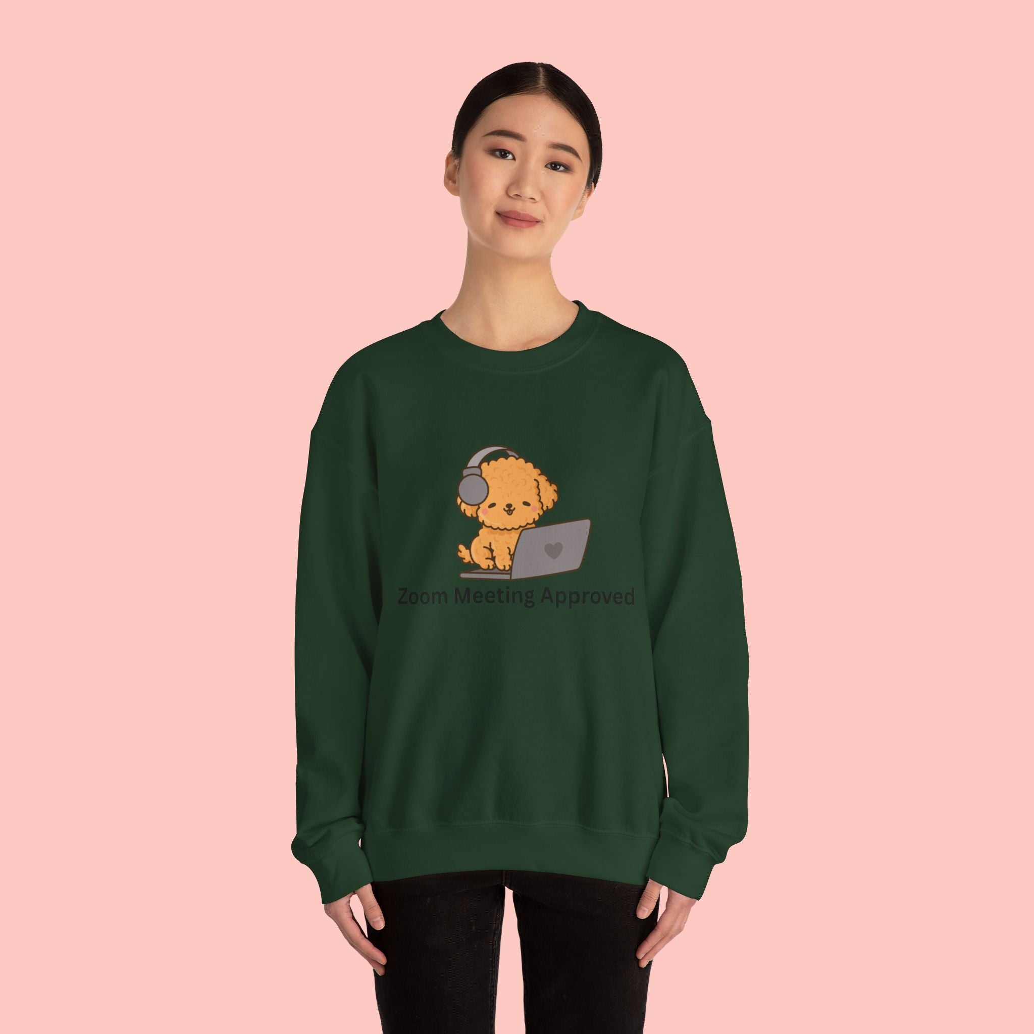 Crewneck Sweatshirt - Cute Puppy "Zoom Meeting Approved" Graphic