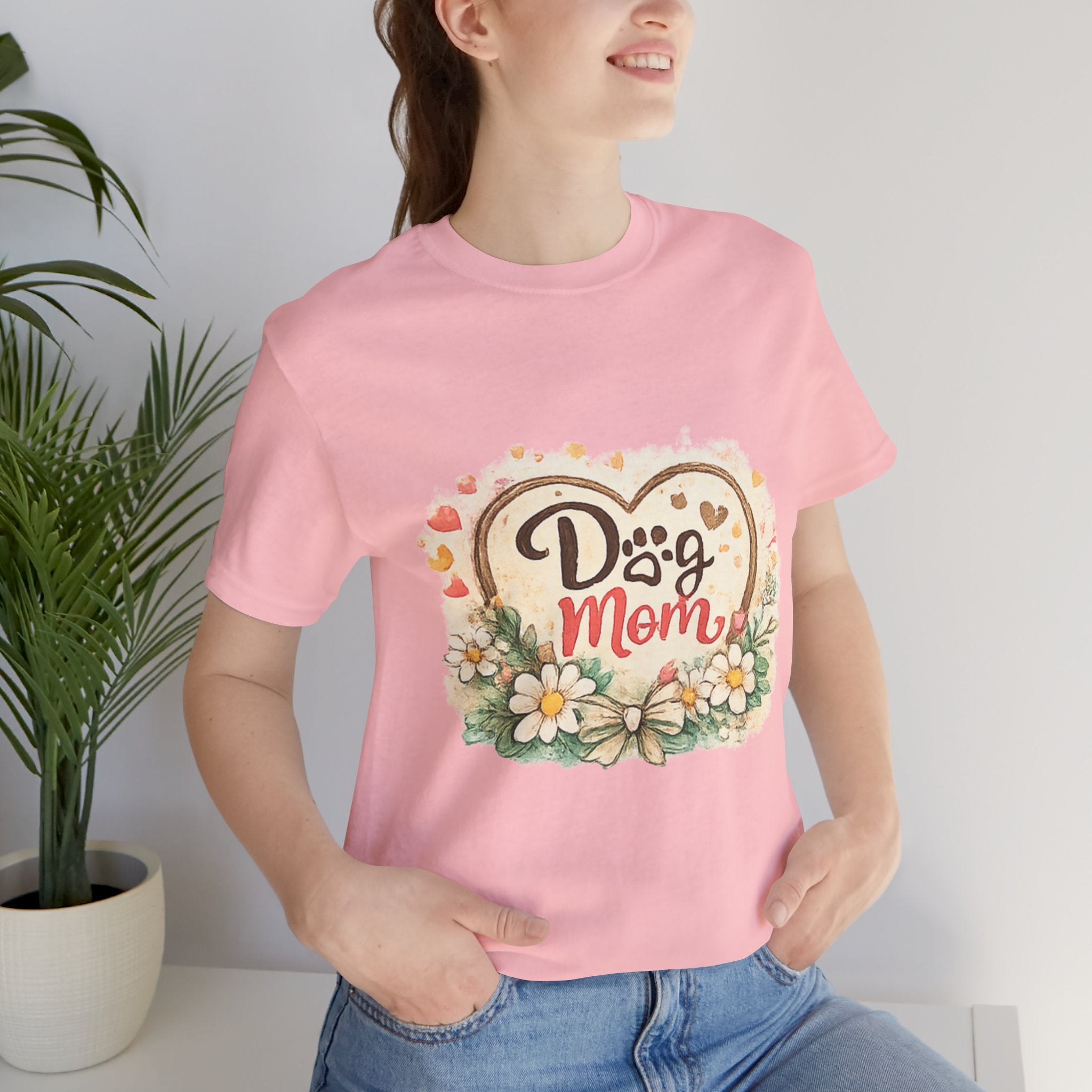 Dog Mom T-Shirt – Floral Heart Paw Design