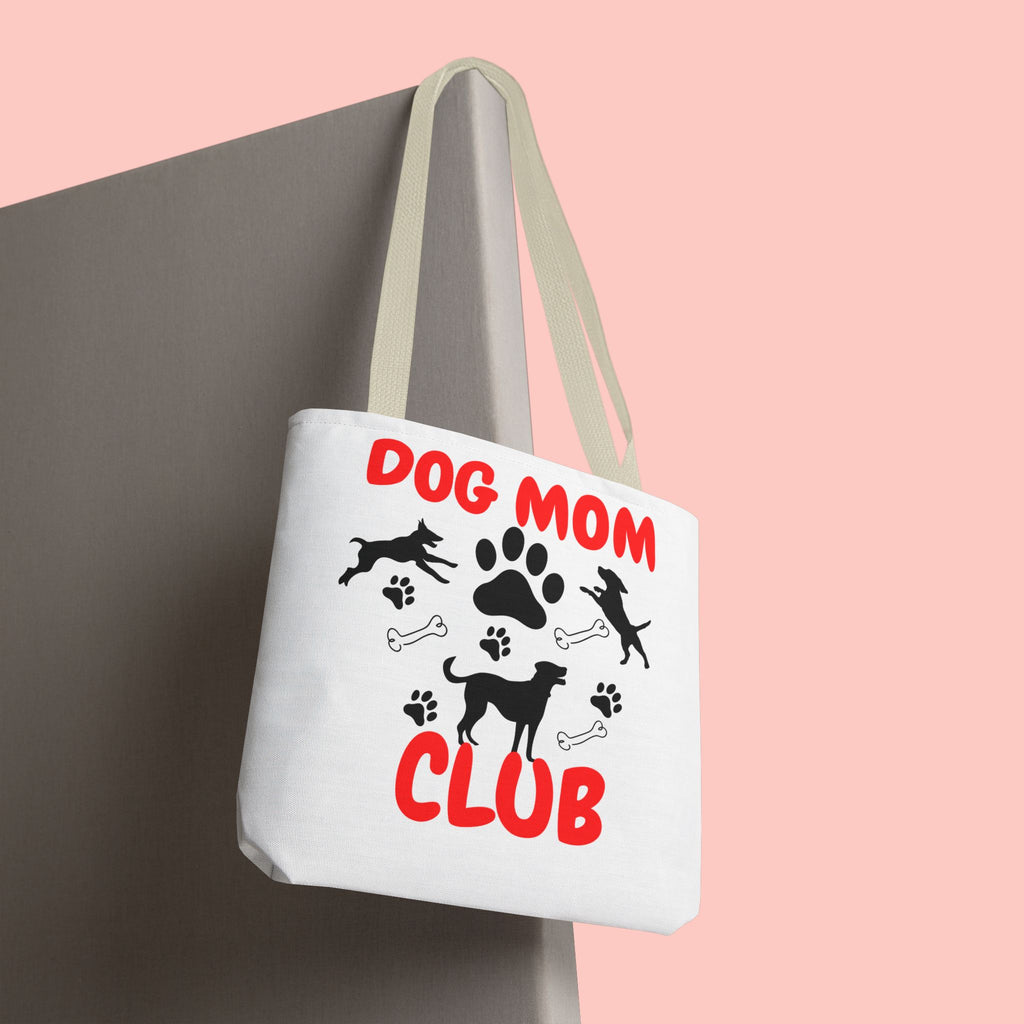Dog Mom Club Tote Bag – Cute Paw Print Canvas Tote for Dog Lovers