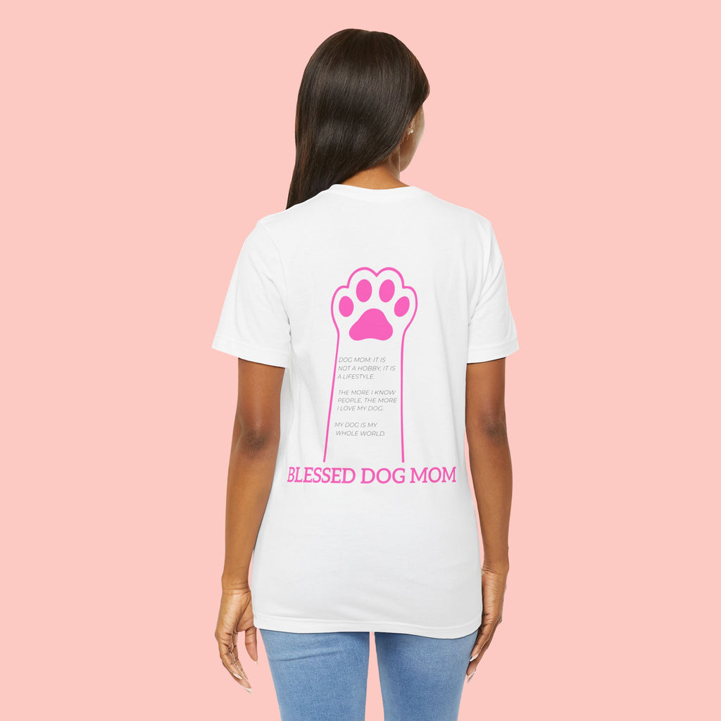 Blessed Dog Mom T-Shirt — Pink Paw Graphic Dog Lover Tee