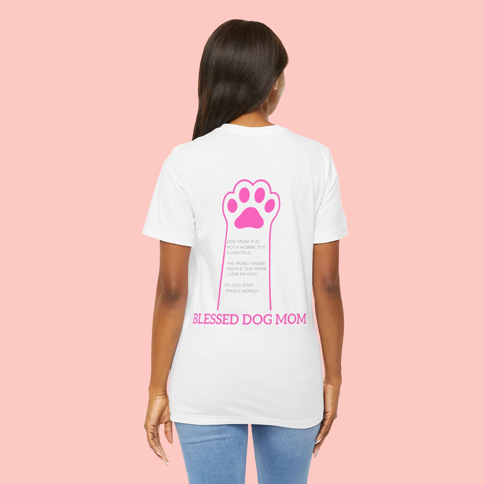 Blessed Dog Mom T-Shirt — Pink Paw Graphic Dog Lover Tee