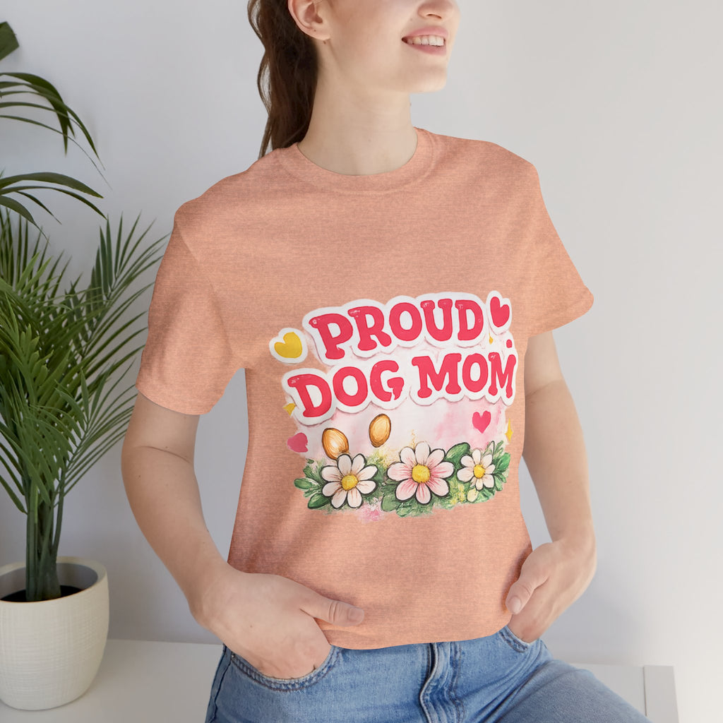 Proud Dog Mom Tee – Floral Retro Heart Design