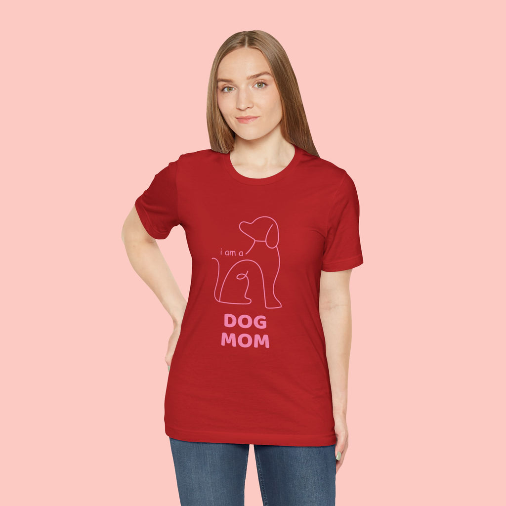 Dog Mom T‑Shirt – Minimal Pink Line Art Dog Tee
