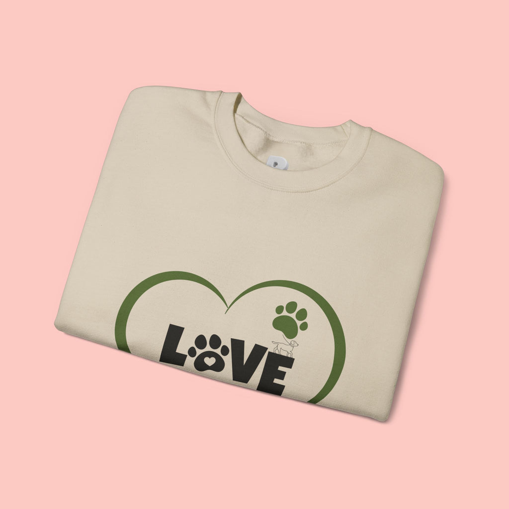 Dog Mom Heart Crewneck Sweatshirt — "LOVE Proud Dog Mom" Graphic