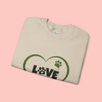 Dog Mom Heart Crewneck Sweatshirt — "LOVE Proud Dog Mom" Graphic